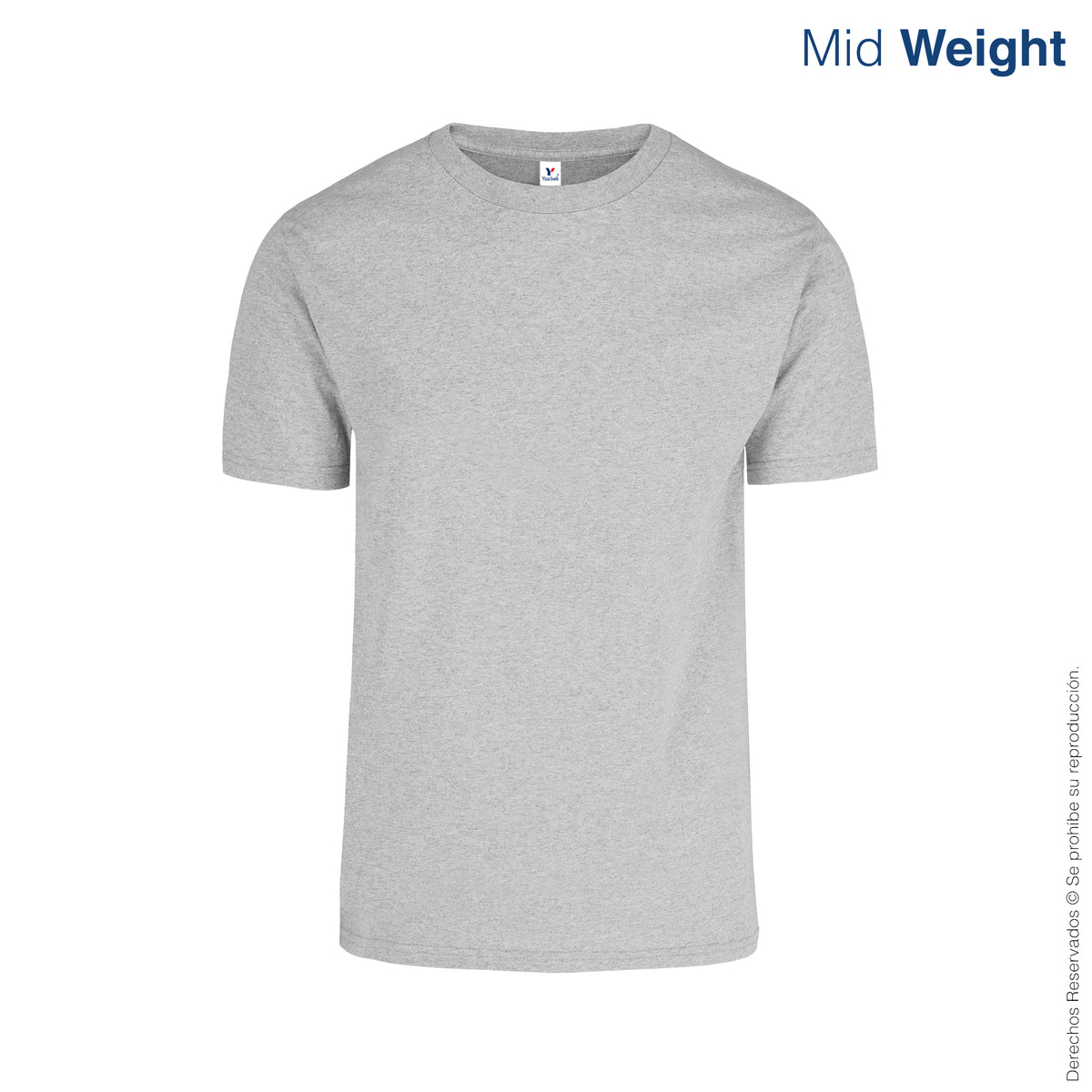 Playera Cuello Redondo Manga Corta para Caballero · 90% Algodón 10%  Poliéster · Color Gris Jaspe