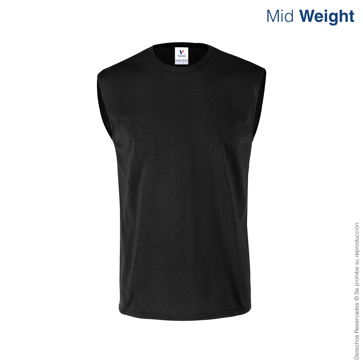 Playera Cuello Redondo sin Mangas para Caballero · 100% Algodón · Negro