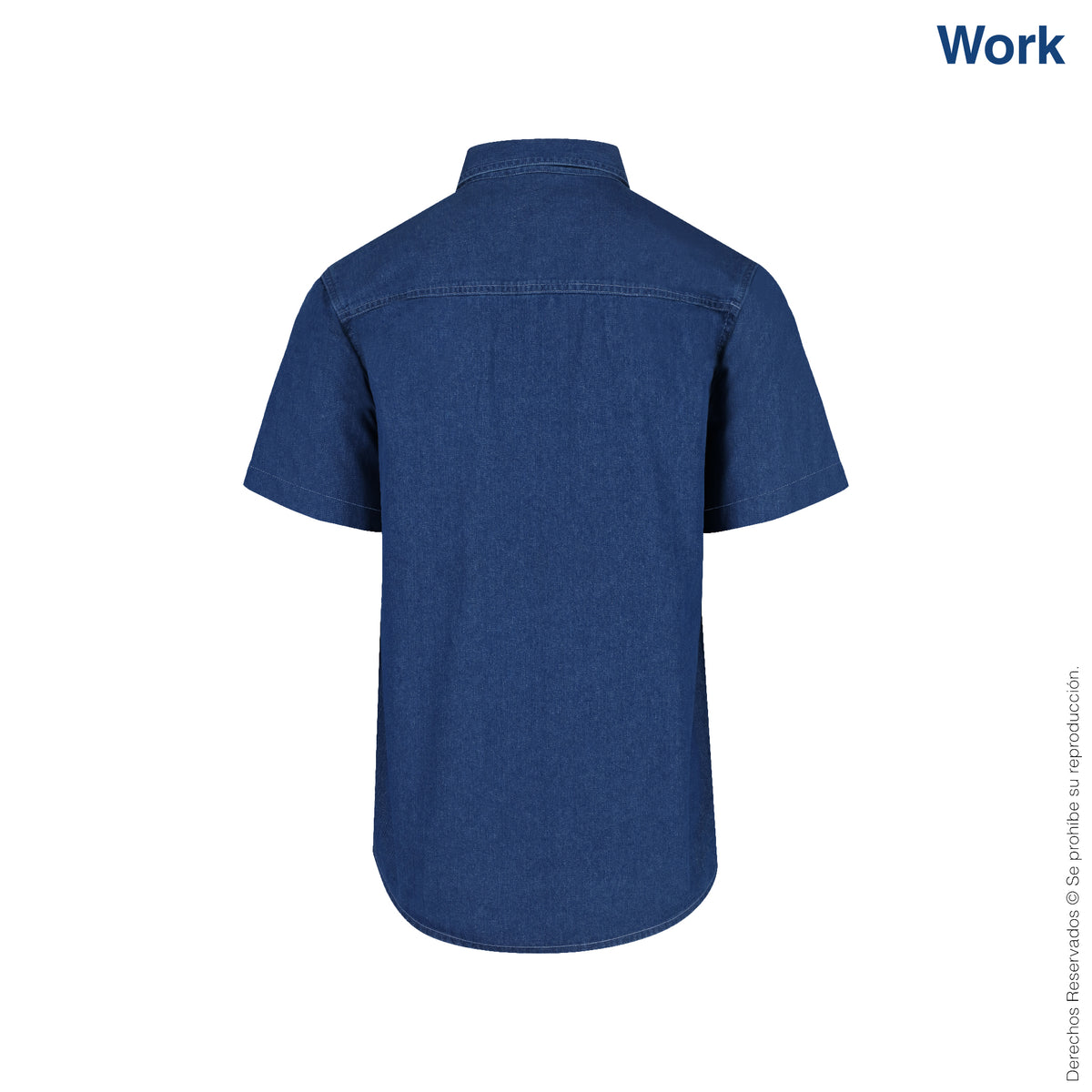 Camisa de Mezclilla Manga Corta para Caballero · 100% Algodón · Color Índigo Claro