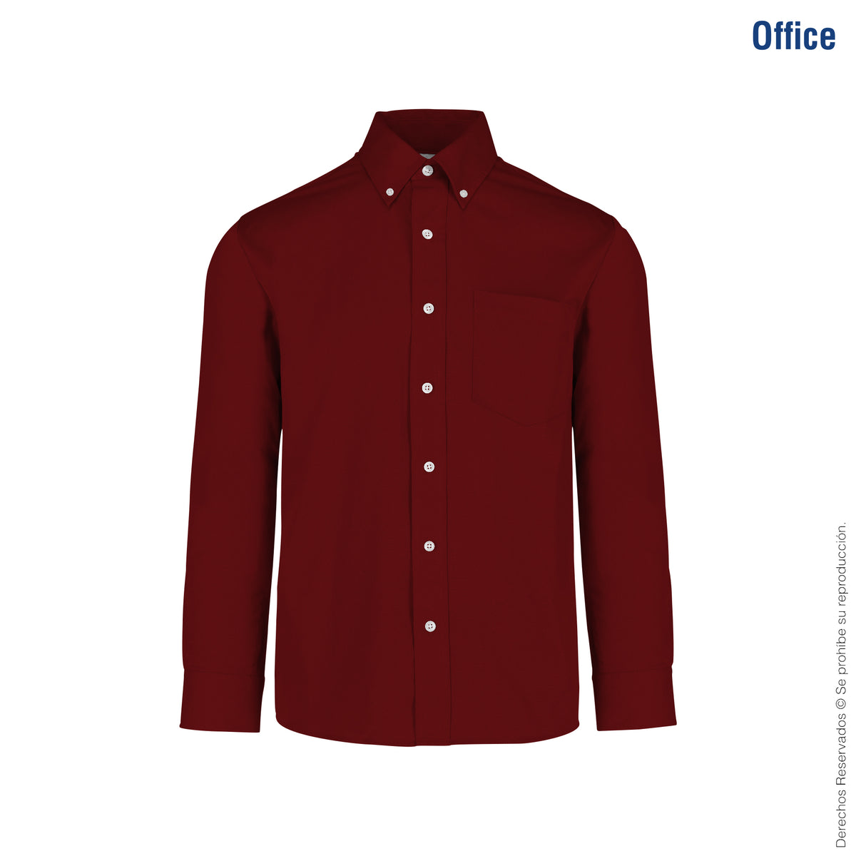 Camisa de Gabardina Manga Larga para Caballero · 50% Algodón 50% Poliéster  · Color Vino