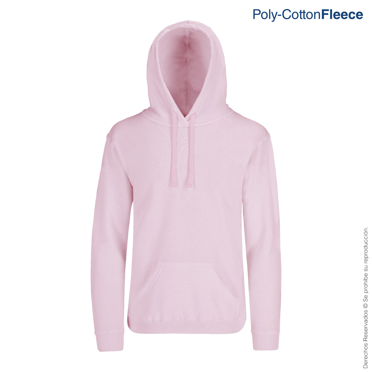 Sudadera con Capucha y Cangurera Unisex para Adulto · 50% Algodón 50% Poliéster · Color Rosa Pastel