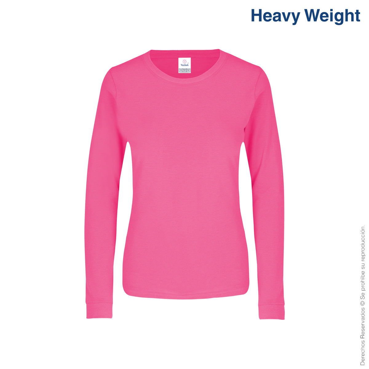 Camisetas Playera Rosa Gildan Women's Crew Neck Long Sleeve