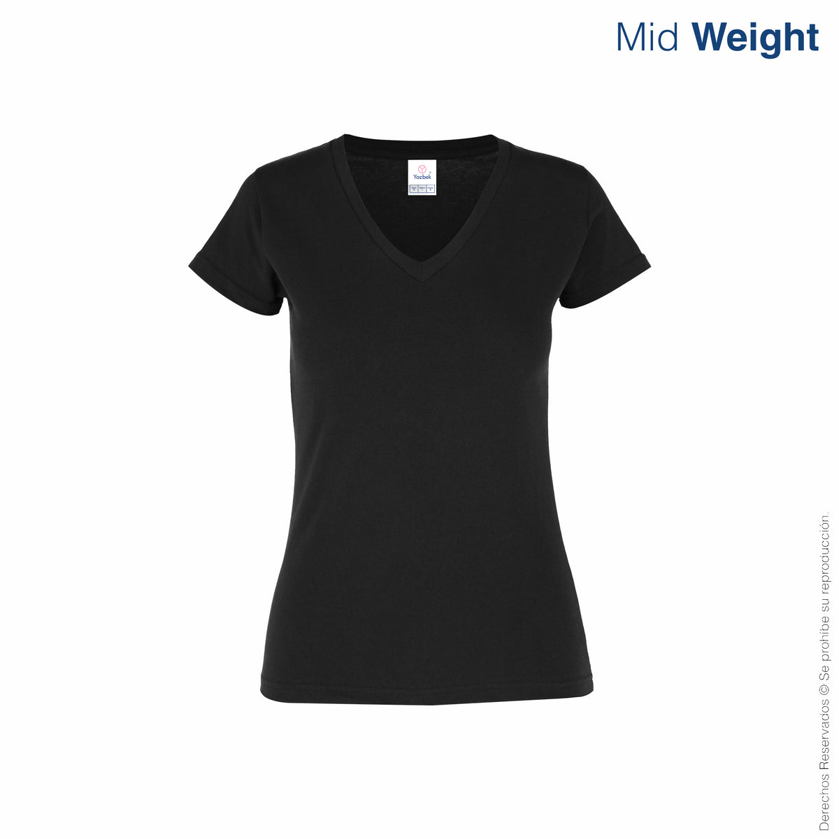 Heavy Weight Playeras Negras Dama Women's V-Neck Short Sleeve