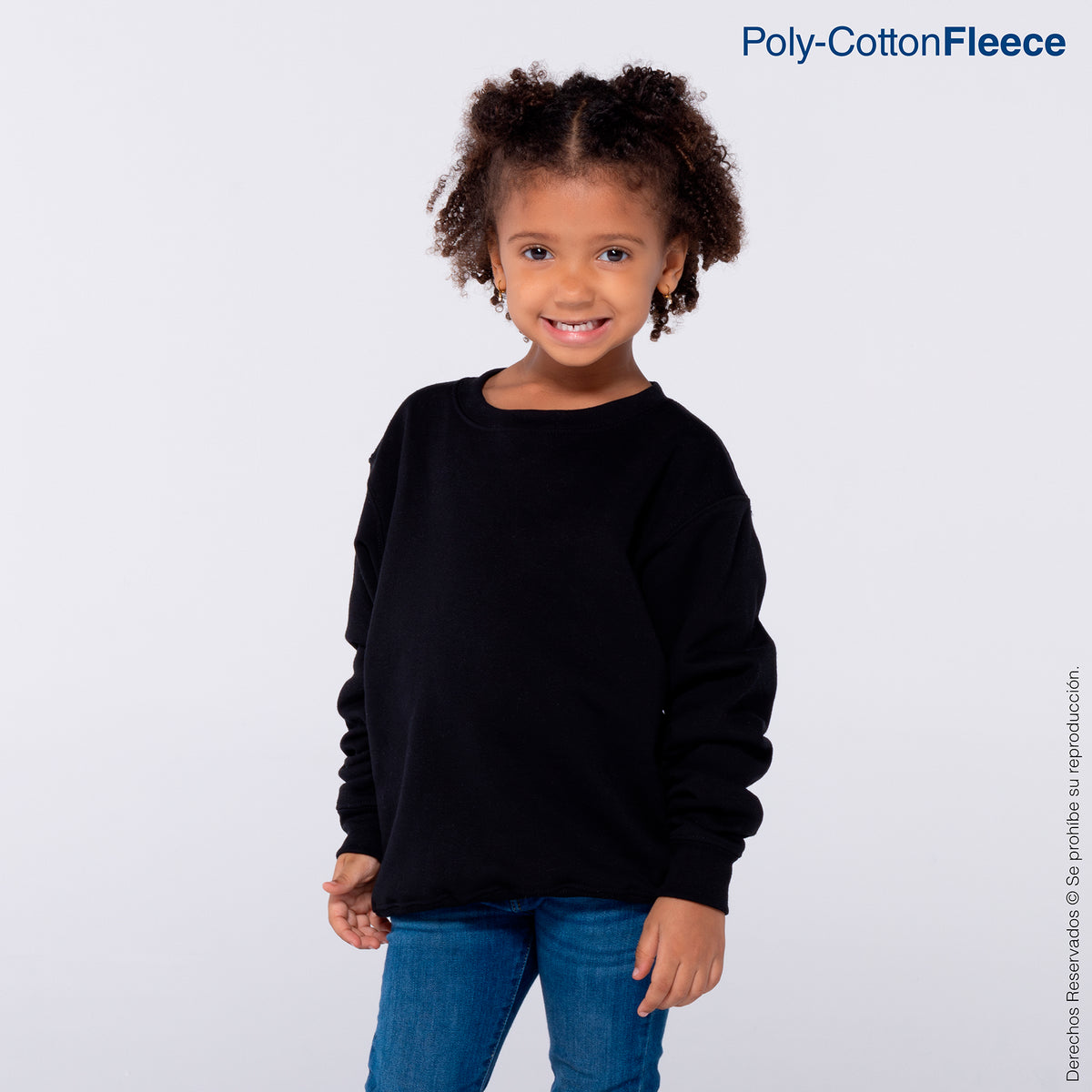 Sudadera Cuello Redondo para Niños · 50% Algodón 50% Poliéster · Color Negro