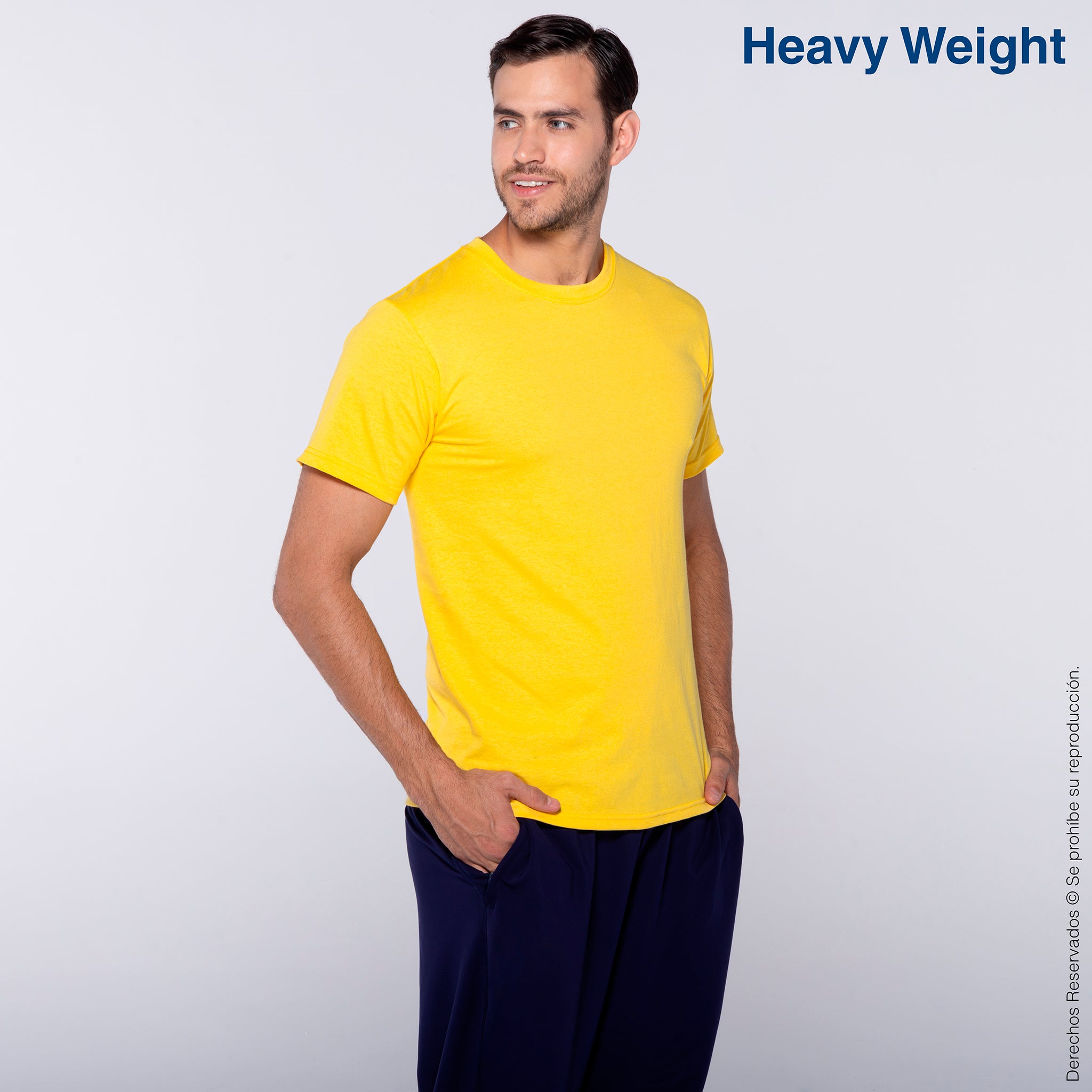 Playera Peso Completo Cuello Redondo Manga Corta para Caballero · 100% Algodón · Color Canario