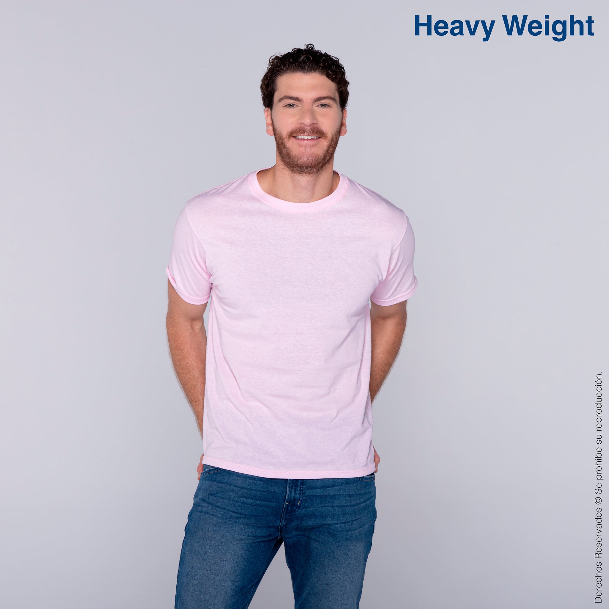 Playera Peso Completo Cuello Redondo Manga Corta para Caballero · 100% Algodón · Color Rosa Pastel