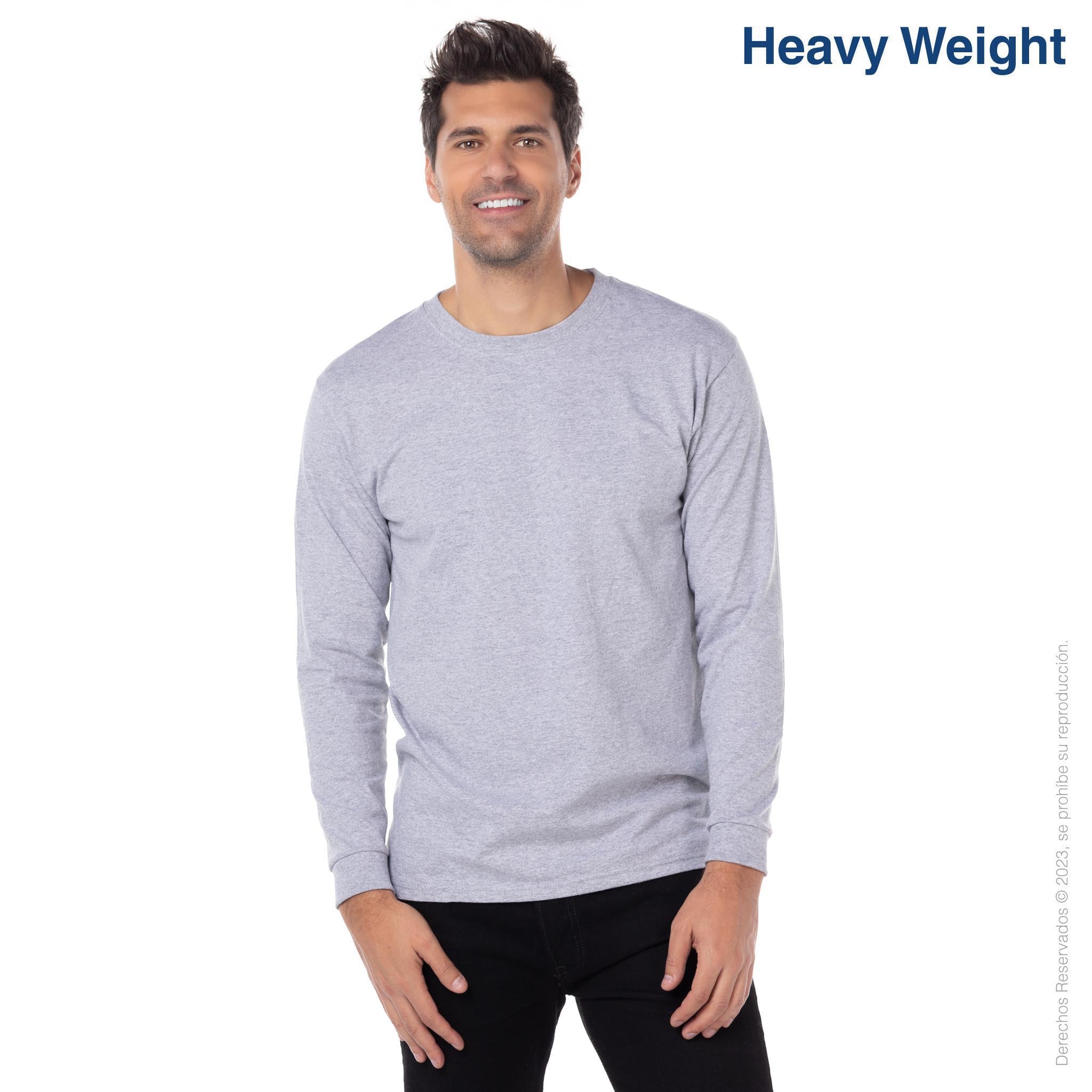 Men's Heavy Weight Crew Neck Long Sleeve T-Shirt · 90% Cotton 10