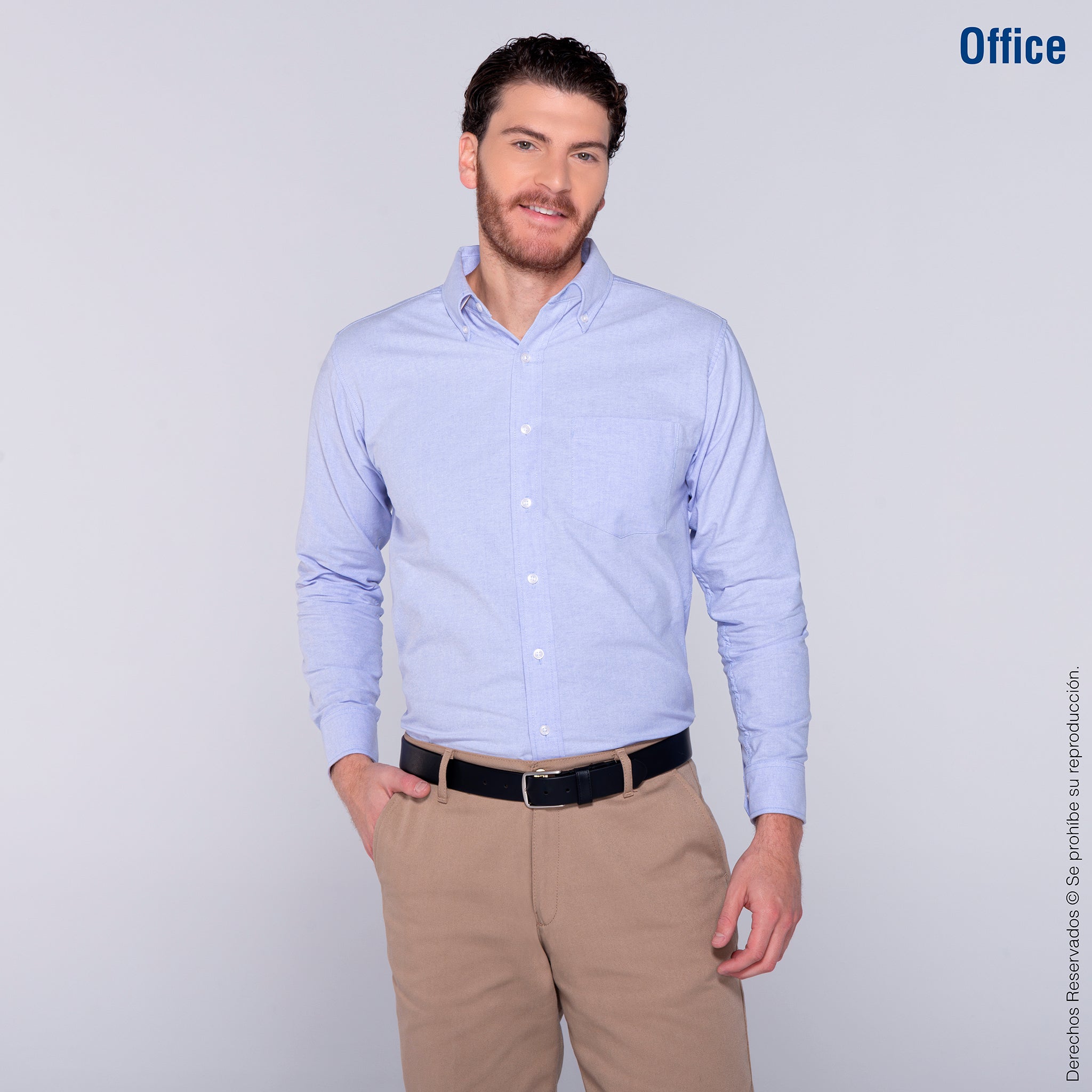 Camisa Oxford Manga Larga para Caballero · 75% Algodón 25