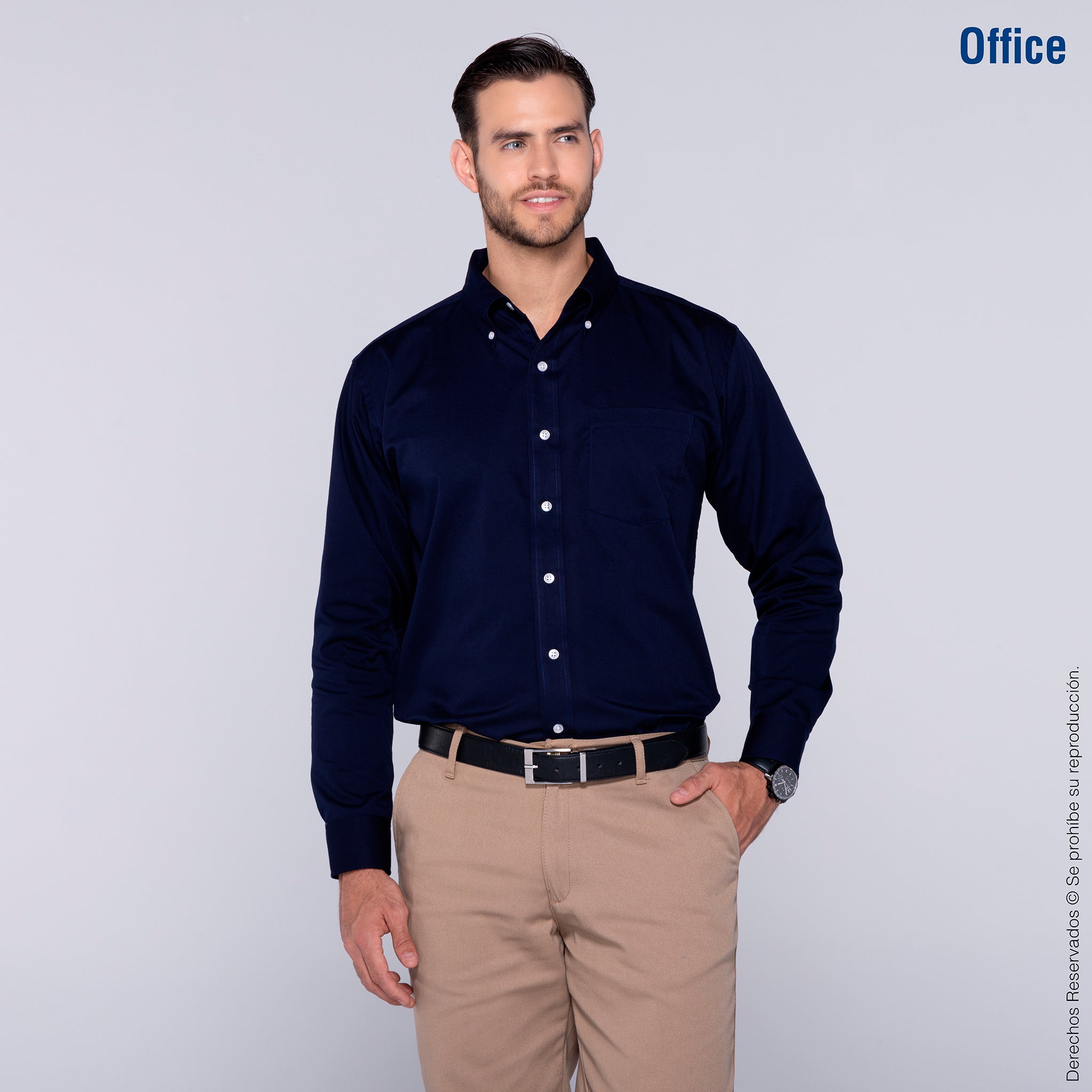 Azul Oscuro Camisas Manga Larga Azul Marino Camisa De Vestir Azul