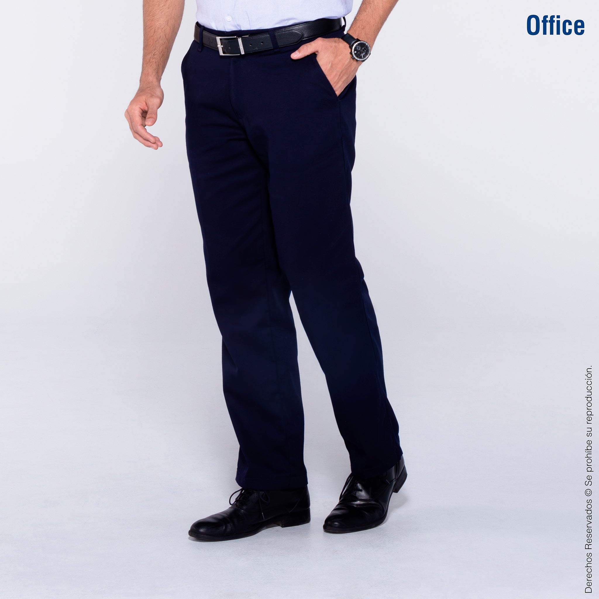 slim pantalon de tela azul marino