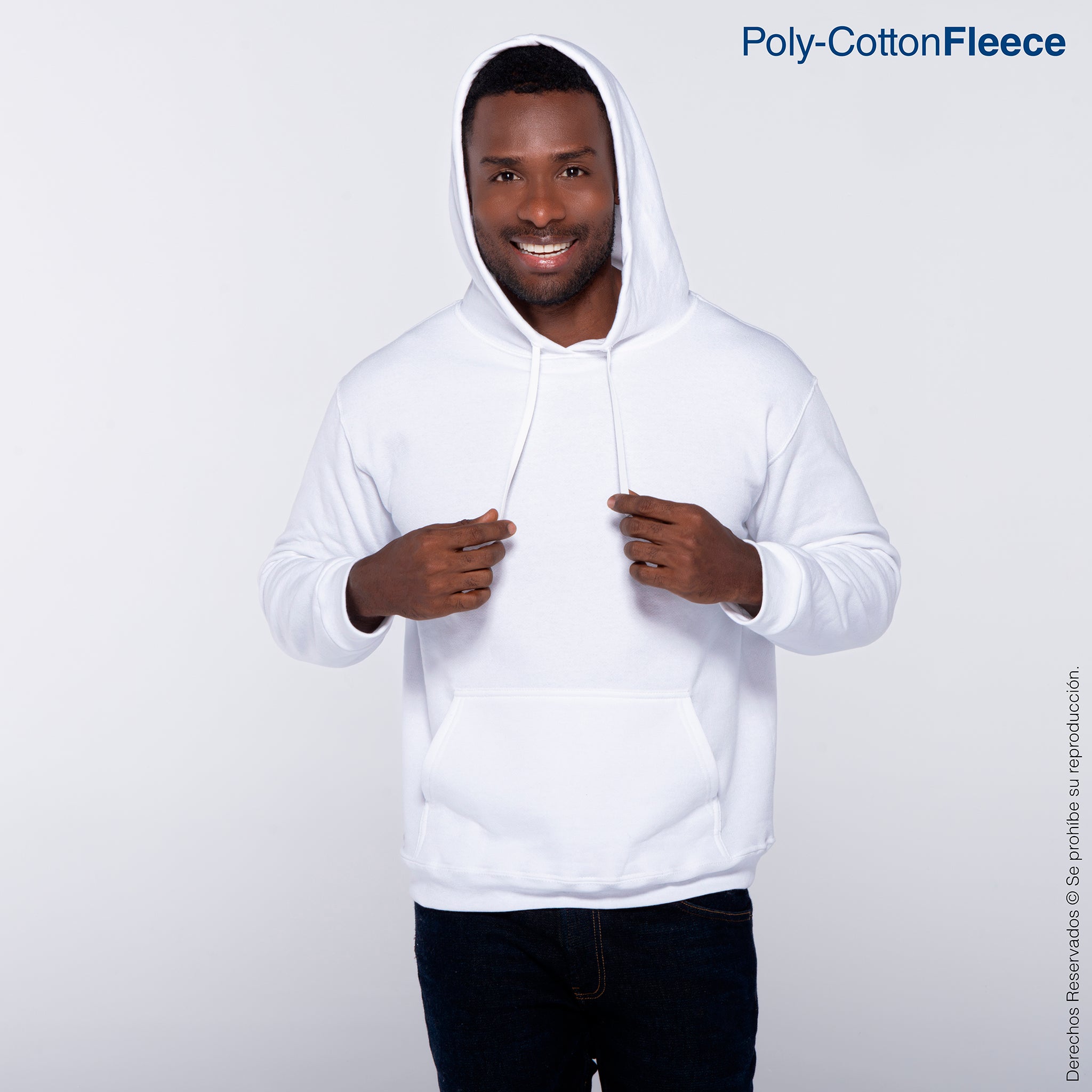 Sudadera con Capucha y Cangurera Unisex para Adulto · 50% Algodón 50%  Poliéster · Color Blanco