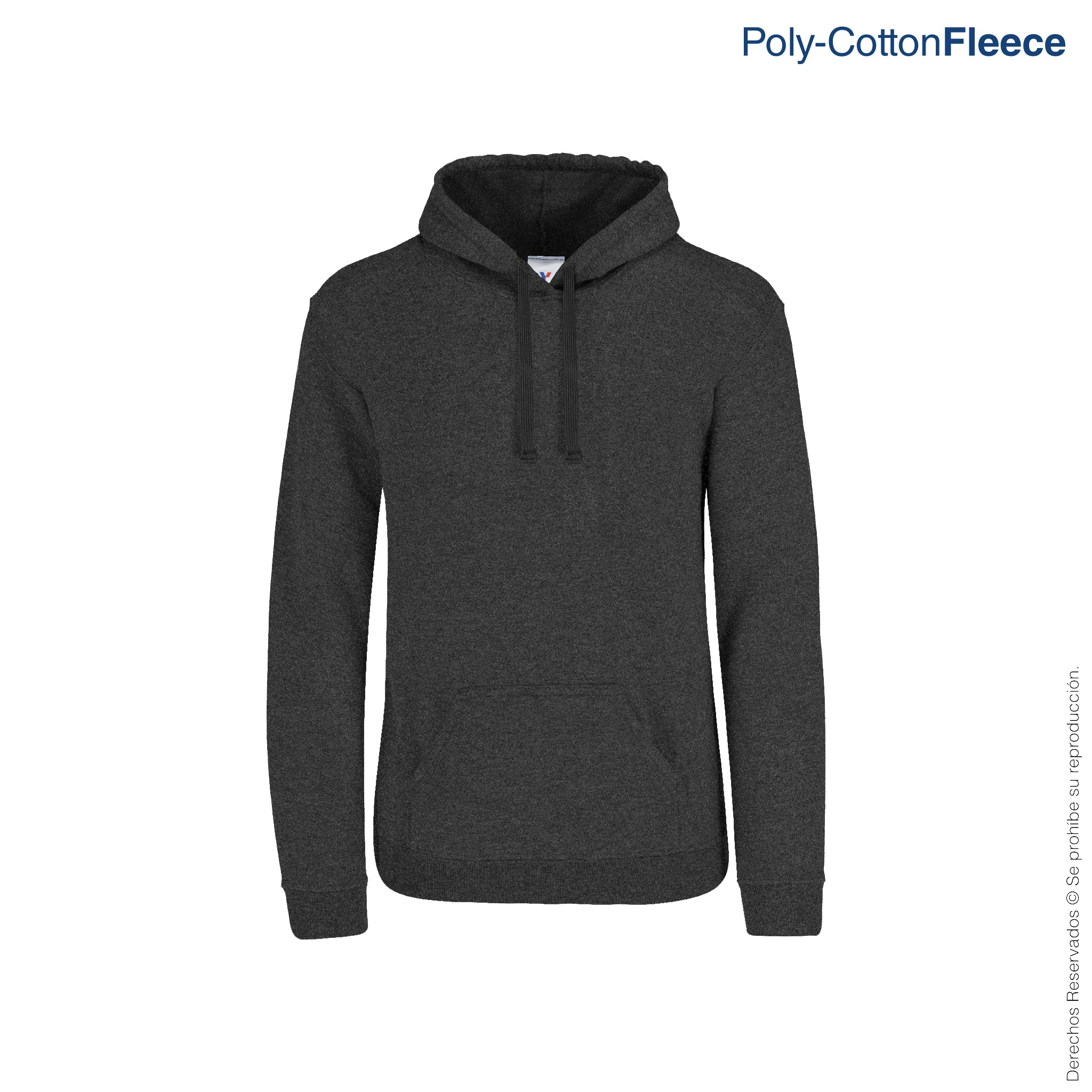 Sudadera con Capucha y Cangurera Unisex para Adulto · 50% Algodón 50%  Poliéster · Color Negro Jaspe