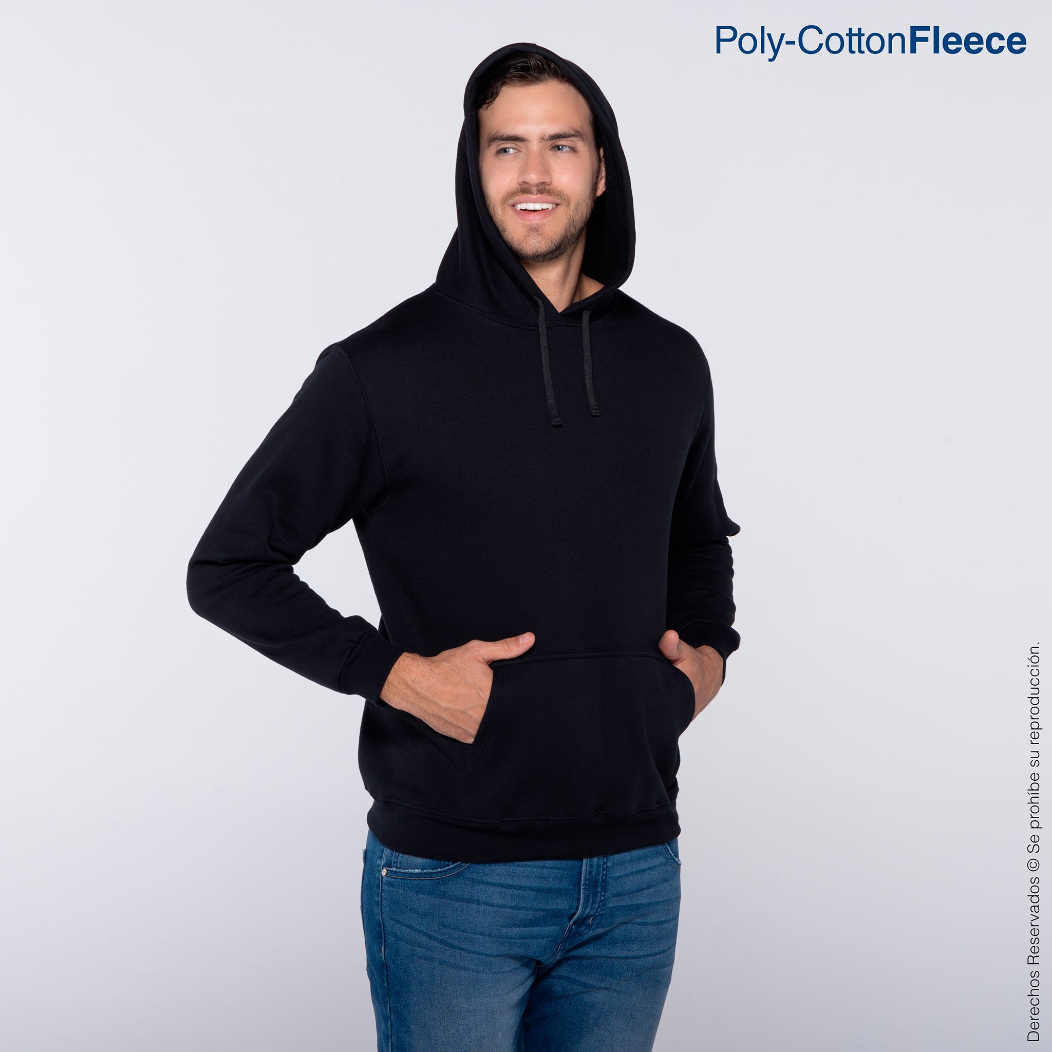 Sudadera con Capucha y Cangurera Unisex para Adulto · 50% Algodón 50% Poliéster · Color Negro
