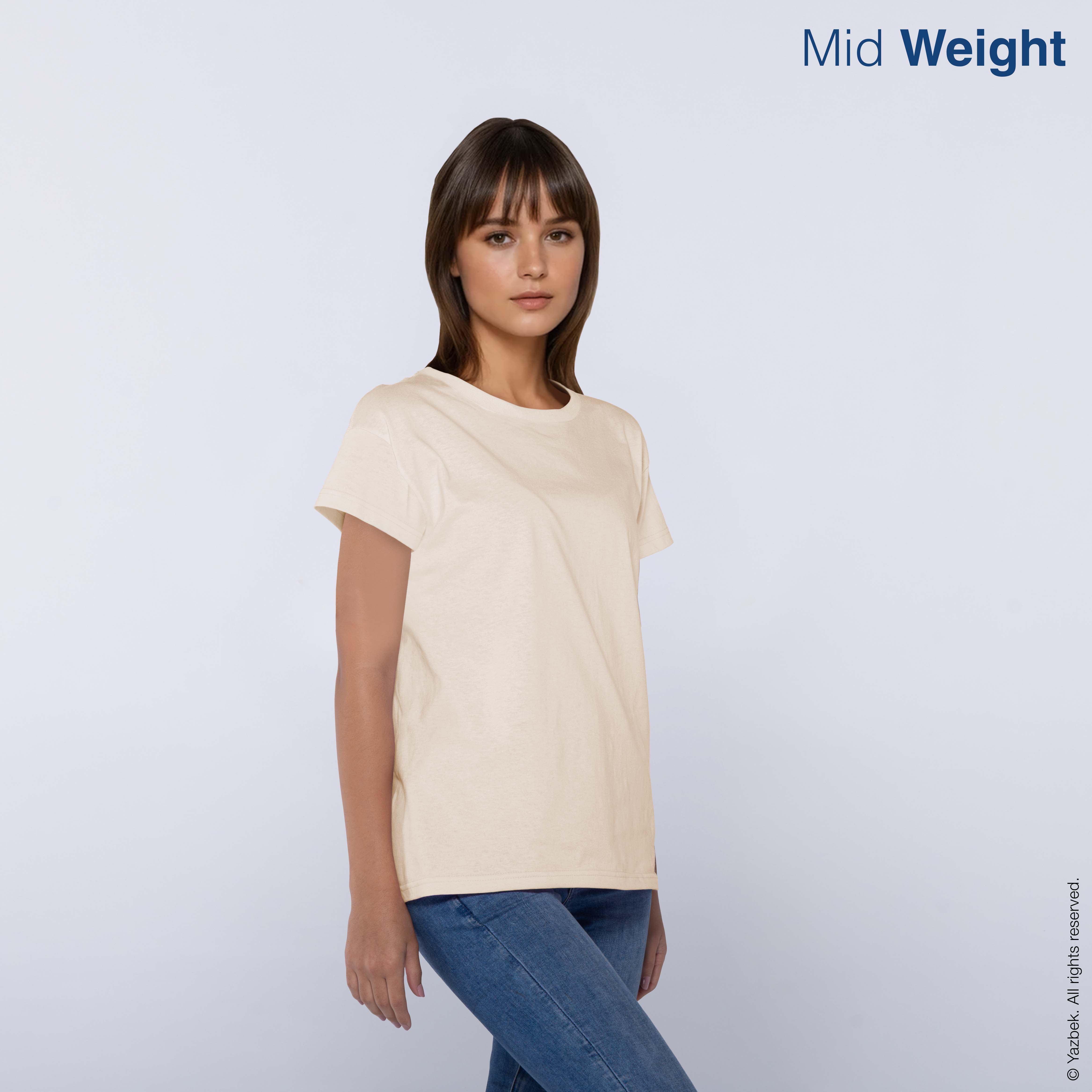 Playera Cuello Redondo Manga Corta para Dama · 100% Algodón · Color Arena