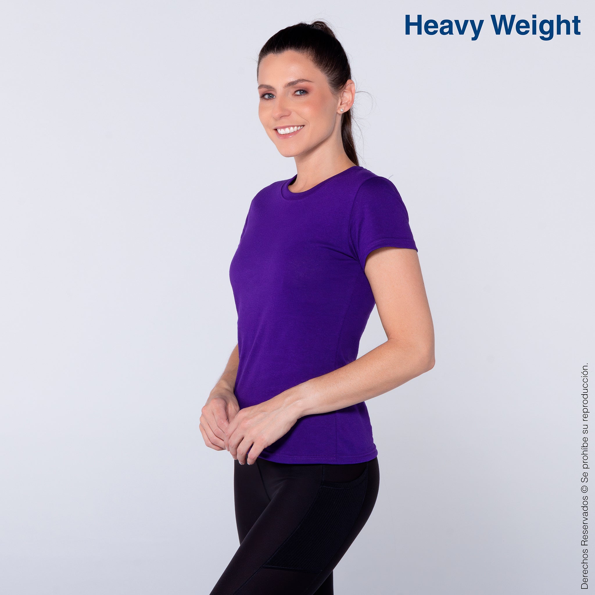 Playera Peso Completo Cuello Redondo Manga Corta con Silueta para Dama ·  100% Algodón · Color Morado