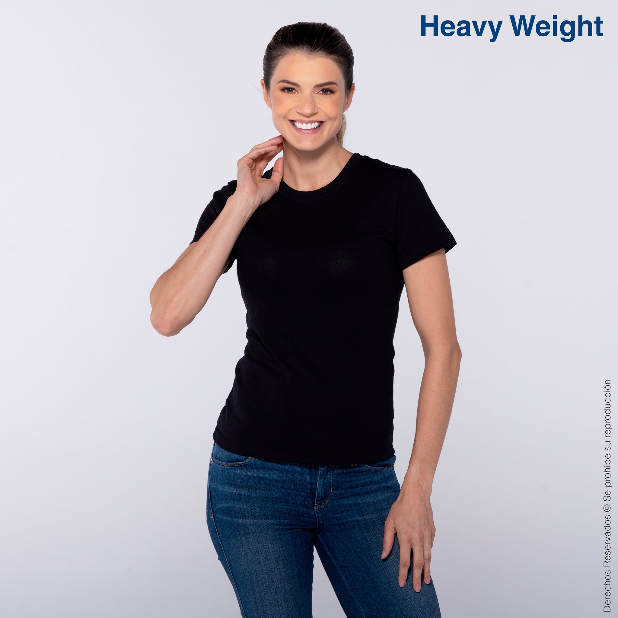 Women’s Heavy Weight Crew Neck Short Sleeve Silhouette T-Shirt · 100% Cotton · Black