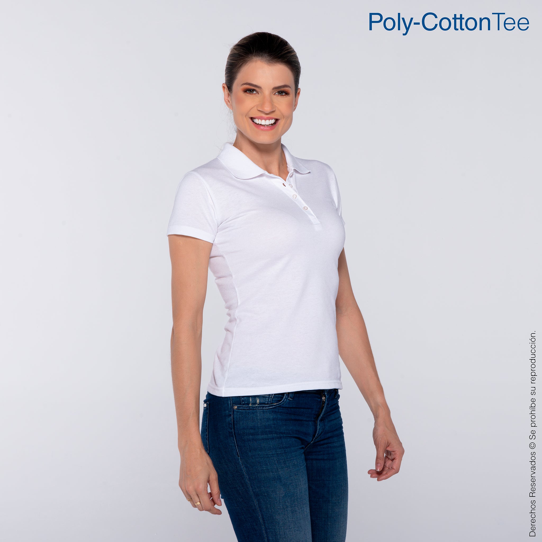 Cuello Redondo Playera Polo Blanca Espalda Playera Tipo Polo Piqué