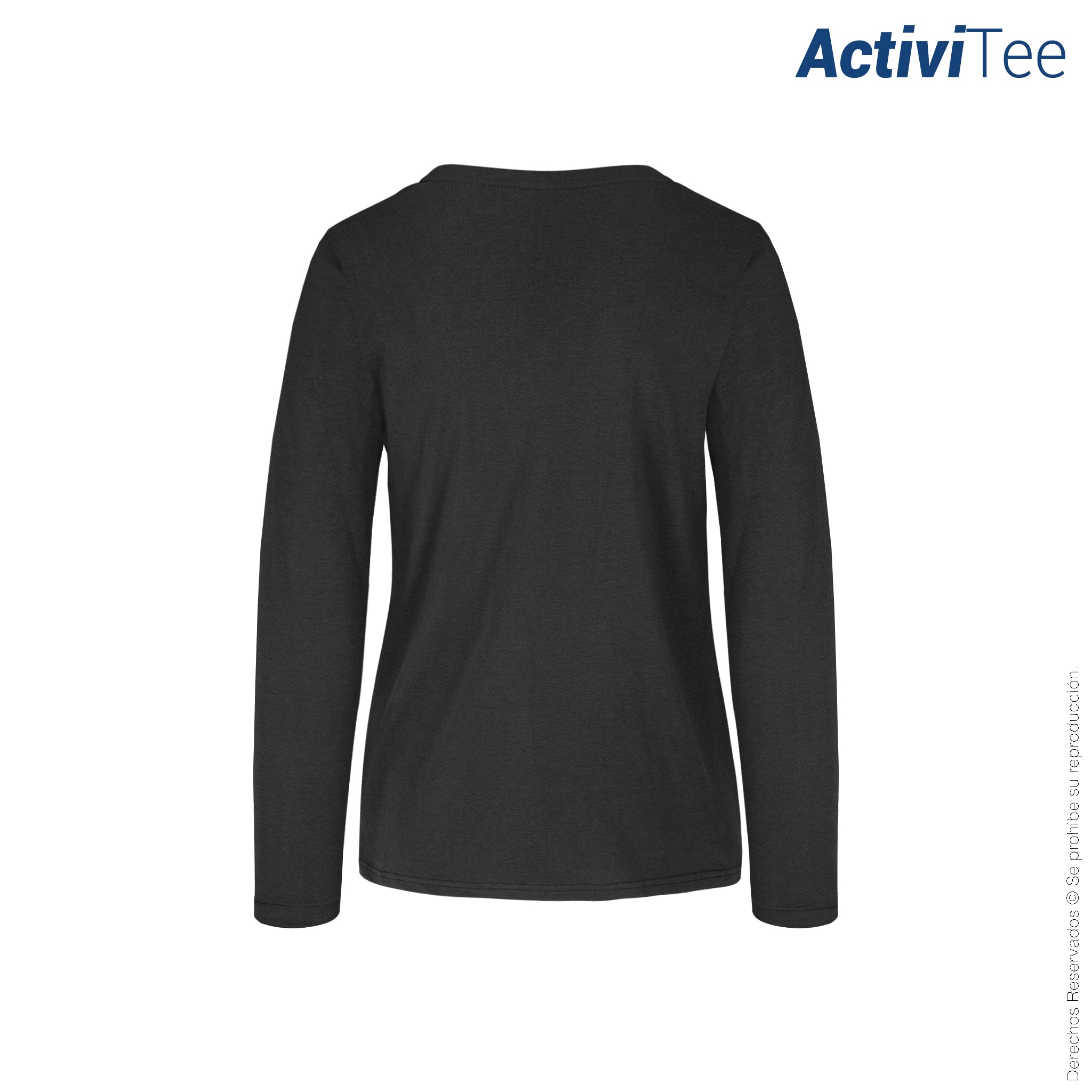 Playera Cuello Redondo Manga Larga para Dama · 100% Poliéster · Color Negro