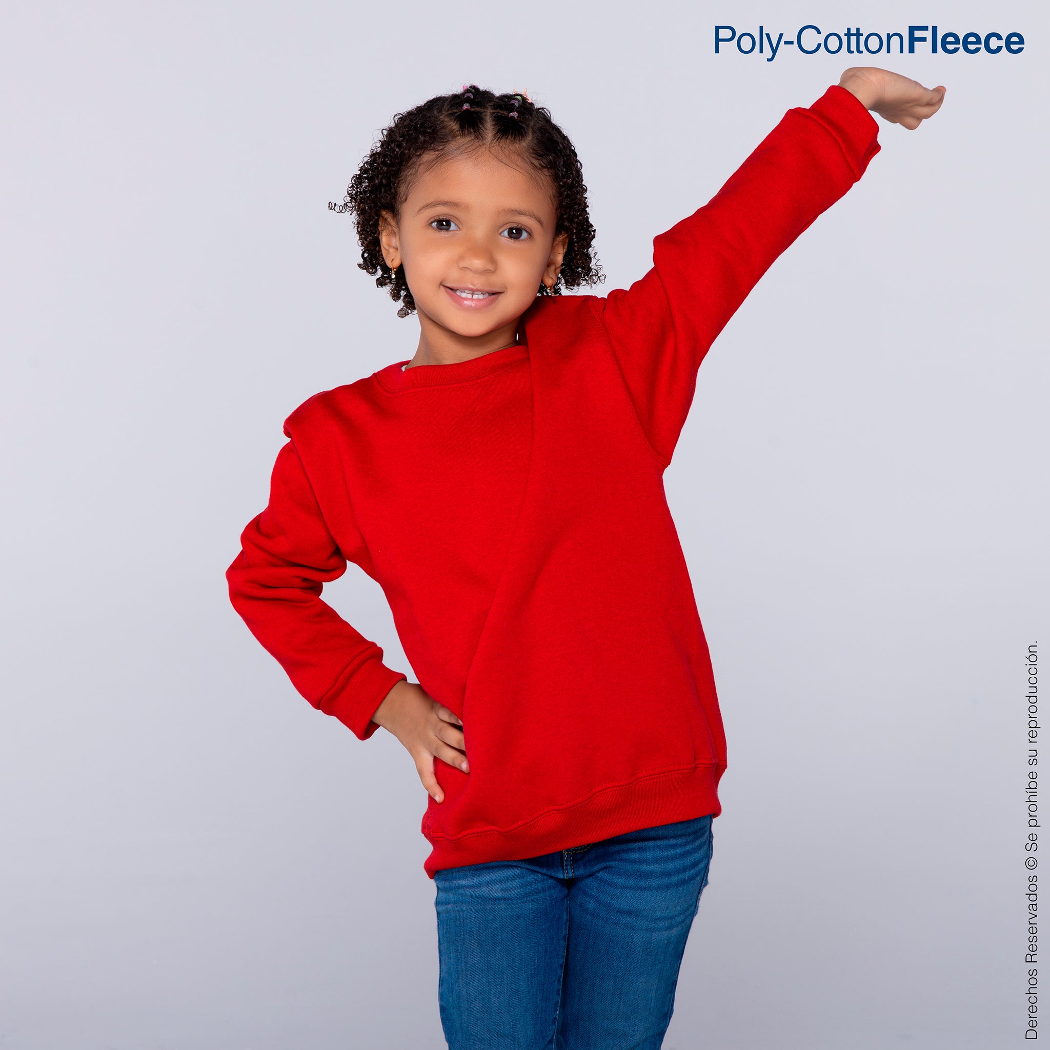 Sudadera Cuello Redondo para Niños · 50% Algodón 50% Poliéster · Color Rojo