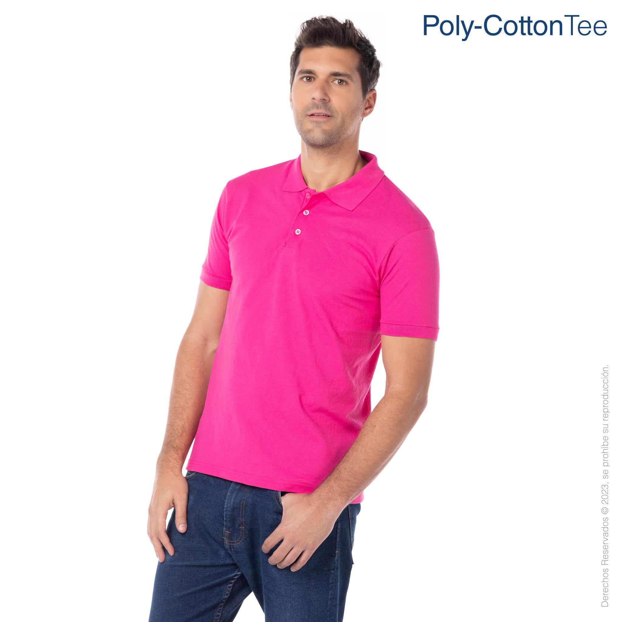 Men\'s Sport Short 50% Polyester 50% Cotton Shirt Yazbek® · · Fuchsia – Sleeve