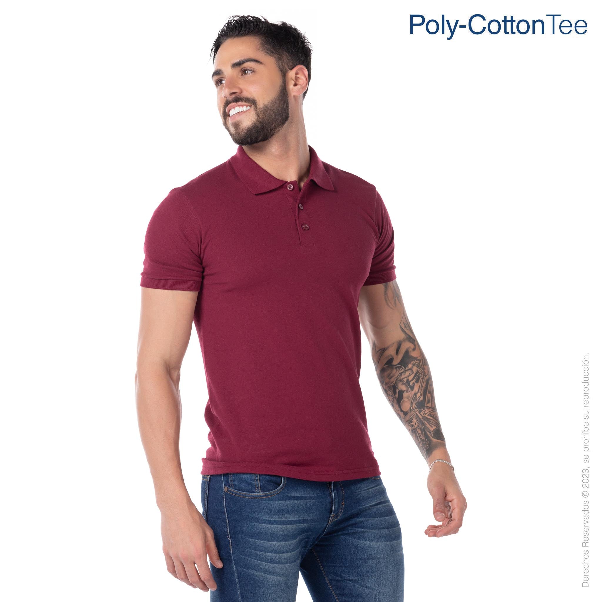 Men\'s Sport Sleeve Yazbek® · Shirt – 50% Polyester 50% Short · Cotton Maroon