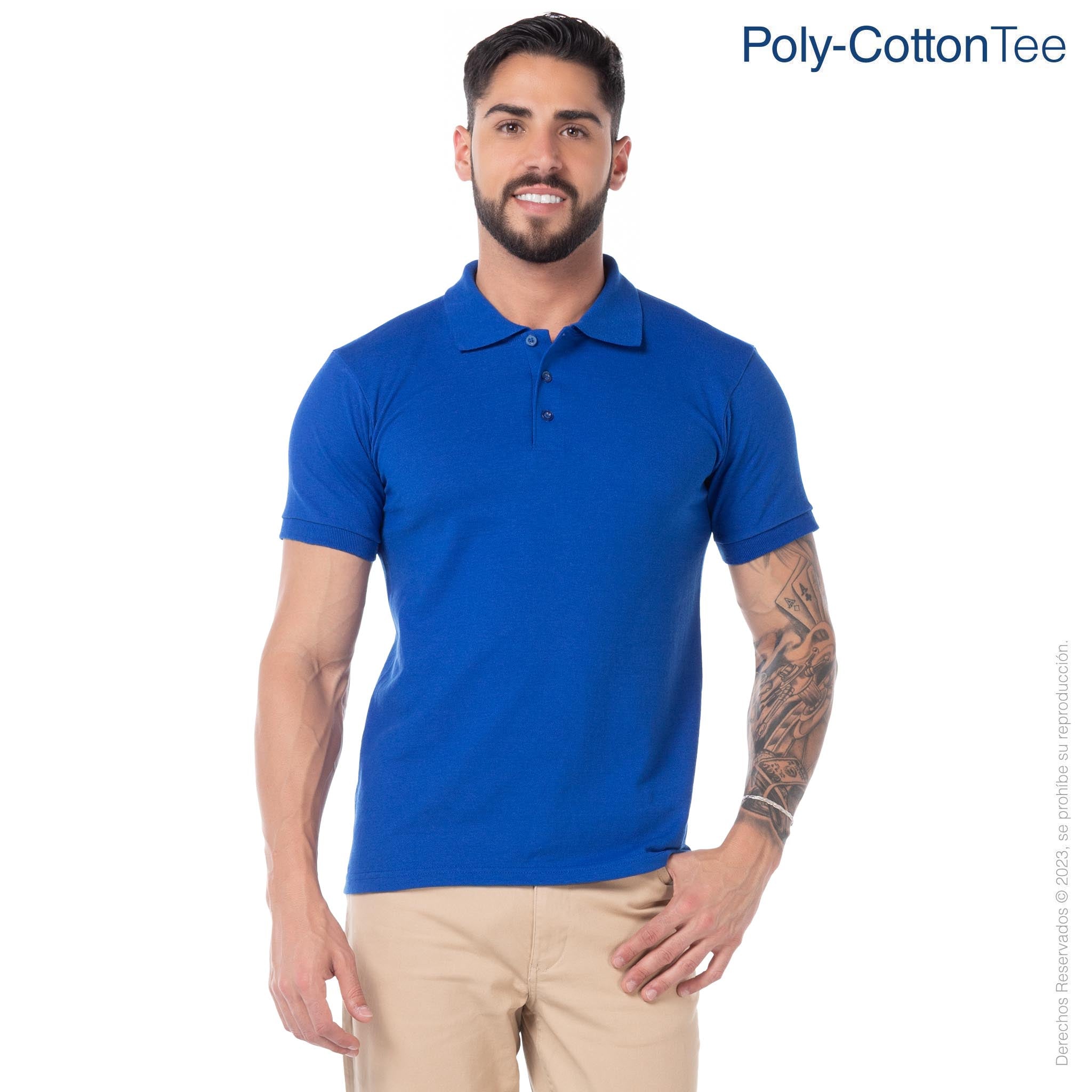 Men\'s Royal · Short Sport Cotton 50% Shirt Polyester – · Sleeve Yazbek® 50%