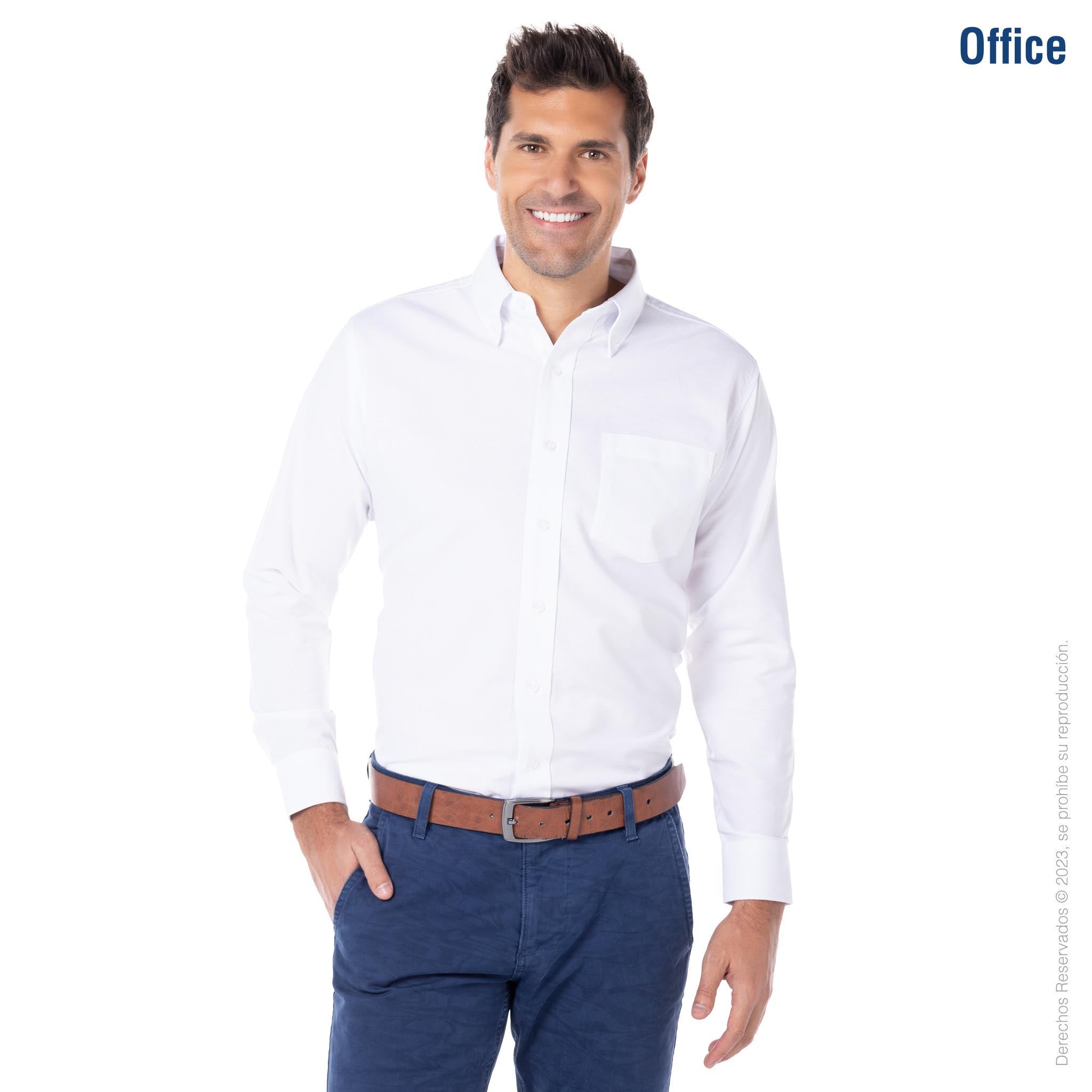 Men's Long Sleeve Oxford Shirt · 75% Cotton 25% Polyester · White
