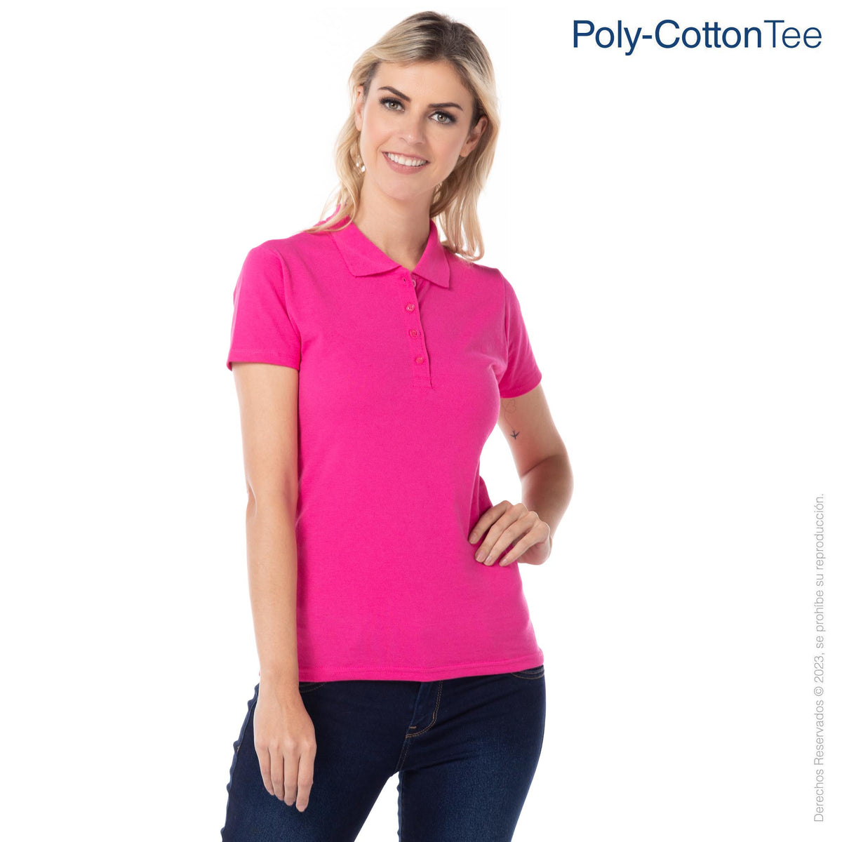 Women’s Silhouette Sport Shirt · 50% Cotton 50% Polyester · Fuchsia ...